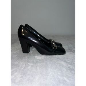 Vintage Black Kitten Heel Loafer Heels 8 Y2K 2000s